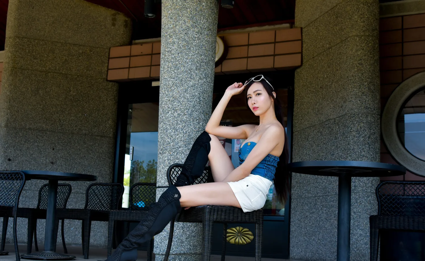 [Mzsock] NO.181 Yanxi off-shoulder shorts, boots and beautiful legs street photography#[71P]-60